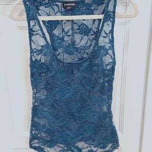 bebe Lace Tank  Turquoise Size M